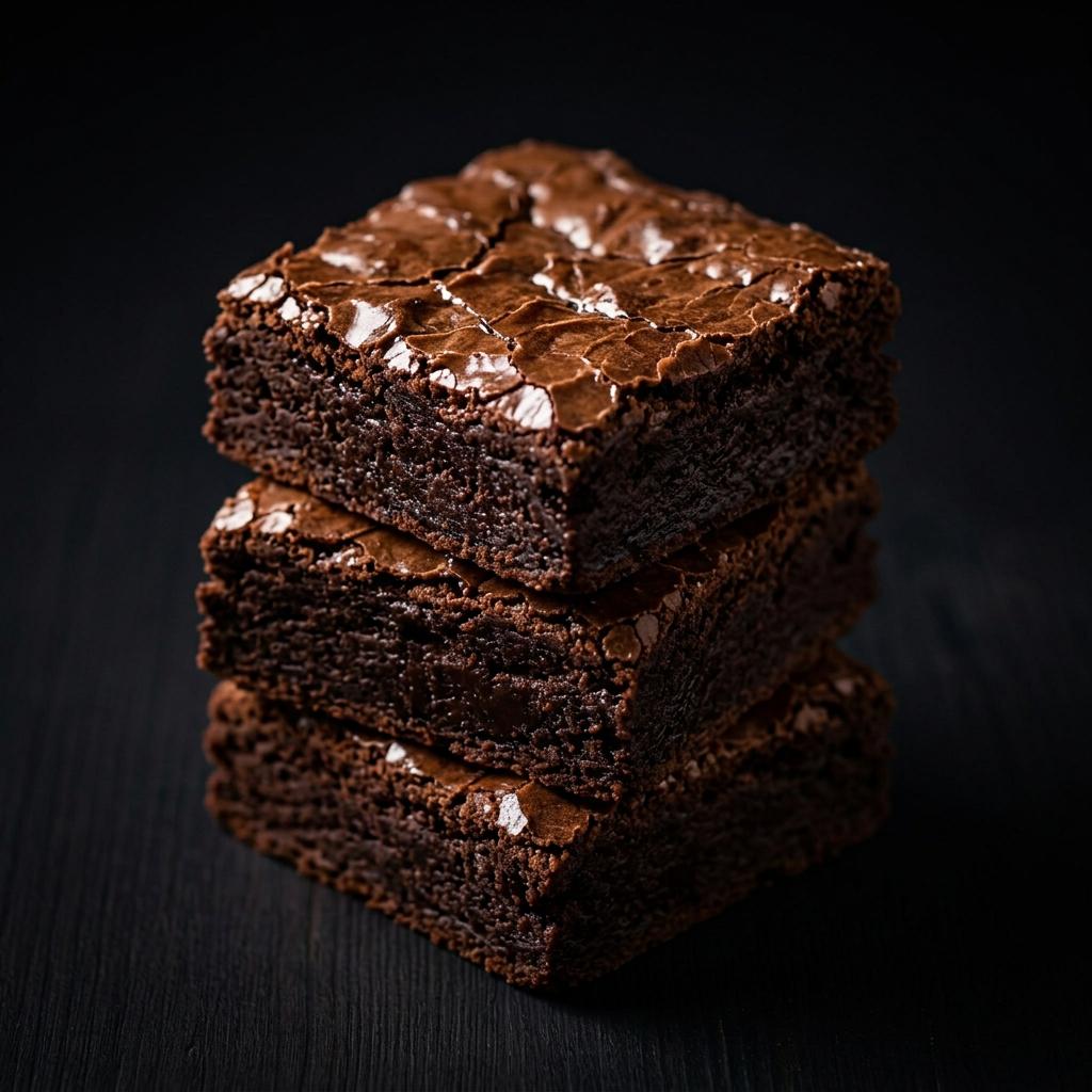 Stack of fudgy chocolate brownies