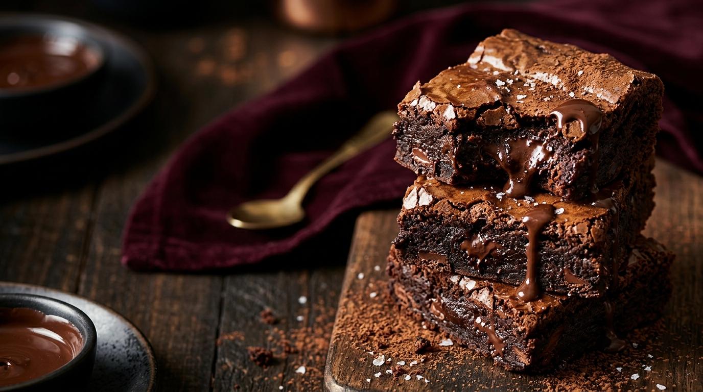 Rich fudgy chocolate brownie stack